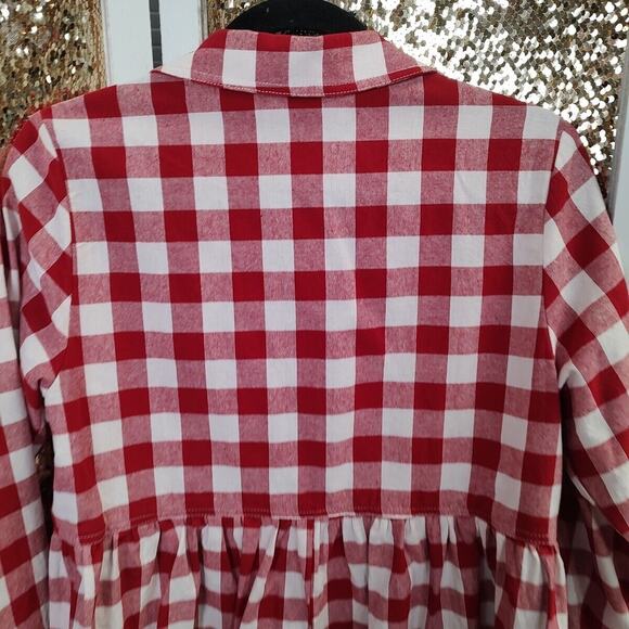 Pomander Place | NEW Apple Red Gingham Scarlett Long Sleeve Button Down Size S - Picture 11 of 15